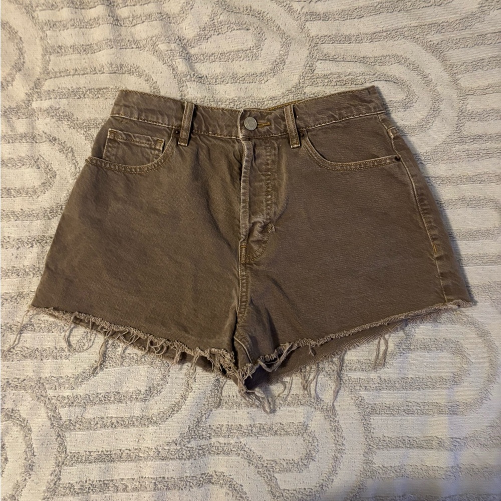 PacSun Brown Vintage High Rise Button Fly Jean Shorts, Sz 27